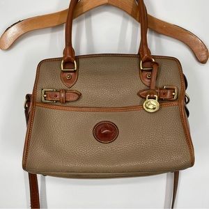 Dooney & Bourke Vintage Taupe All Weather Leather Buckle Satchel Crossbody Bag